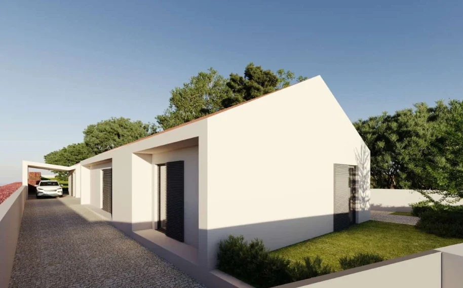 Imagem 3D da fachada lateral da moradia
